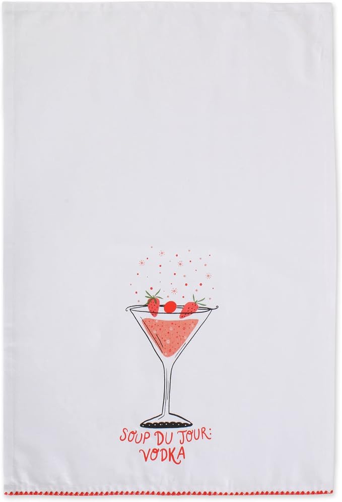 DII Decorative Printed Kitchen Towels Absorbent & Fast-Drying Tea Towel Set, 18x28, Sassy Cocktails, 4 Piece