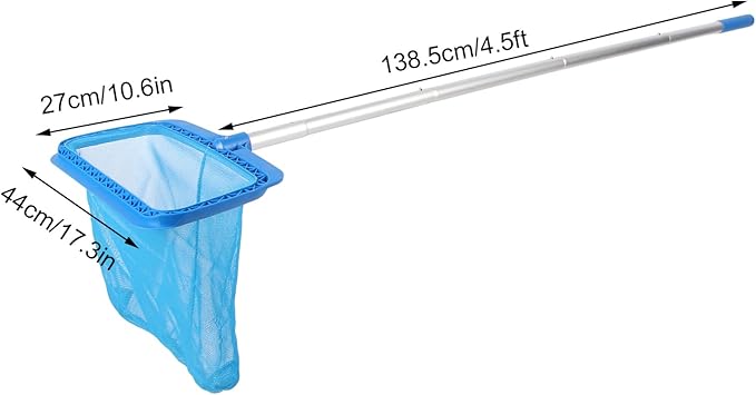 Swimming Pool Leaf Skimmer Net,Swimming Pool Telescopic Leaf Net Skimmer Rake,Efficient Pool Skimmer Net with Long Pole Fine Mesh Leaf Skimmer for Thorough of Swimming Pools, Hot