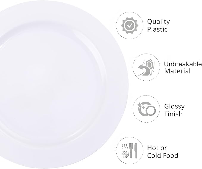 I00000 60 Pcs White Plastic Dessert Plates, 7inch Disposable Salad Plates, Premium Appetizer Plates for Party, White Plastic Plates for Wedding
