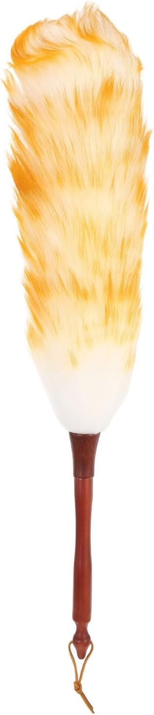 uxcell Wool Duster, 24.4" Natural Feather Cleaner Household Cleaning Duster with Solid Wooden Handle for Cleaning Fans Window Blinds Shelves Furniture, White Gold
