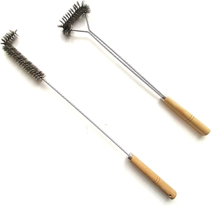 SUNRISE Fryer Brush with Long Handle (Stainless Steel, L and Single Brush)