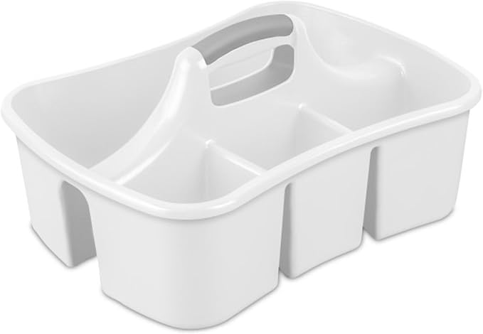 Sterilite 6-Pack Divided Ultra Caddy, Portable Plastic Storage Organizer for Bathroom - Large Organization Holder and Container for Sink, Laundry, and Kitchen Cleaning Supplies