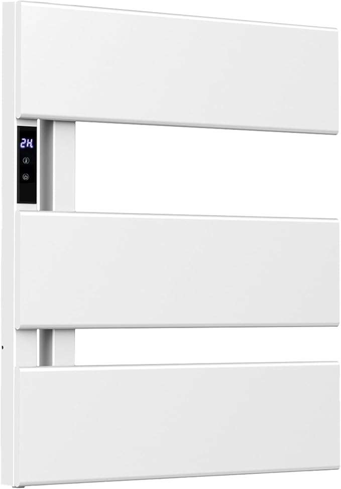 Electric Towel Warmer with Smart LED Timer, Modern [2/3/4] Bar Large Panel Heated Towel Rack, Wall-Mounted Plug-in/Hardwired 2-in-1, Rapid Warmth for Bathrooms, [Matte Black/Alpine White]