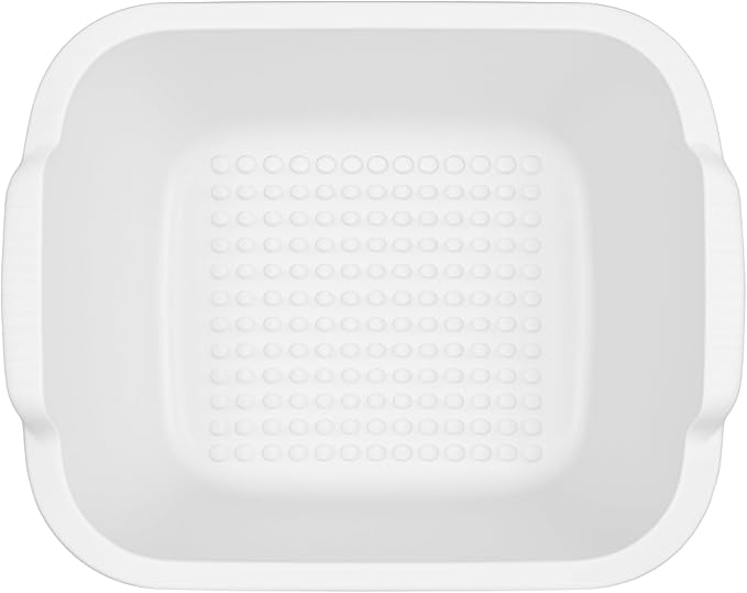 Plastic Wash Tub Dishpan Basin and Foot Bath for Soaking Feet, Laundry Hand Wash Bucket, Dish Pans for Washing and Storage Cleaning Supplies - 12 Quarts - Heavy Duty - White