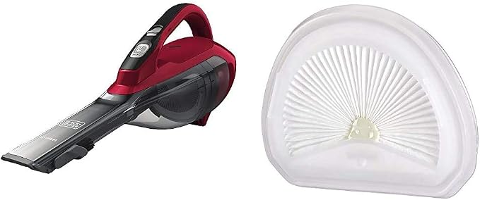 BLACK+DECKER Dustbuster Handheld Vacuum, Cordless, Chili Red with Replacement Filter (HLVA320J26 & VLPF10)