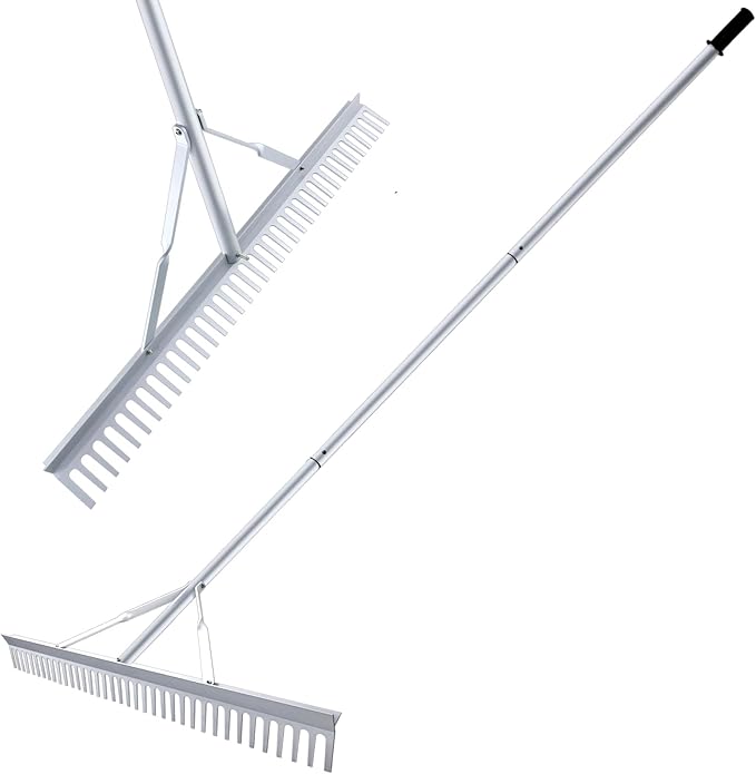 36 Inch Aluminum Landscape Rake | Garden Rake, Heavy Duty, Metal Construction, Loosening Soil