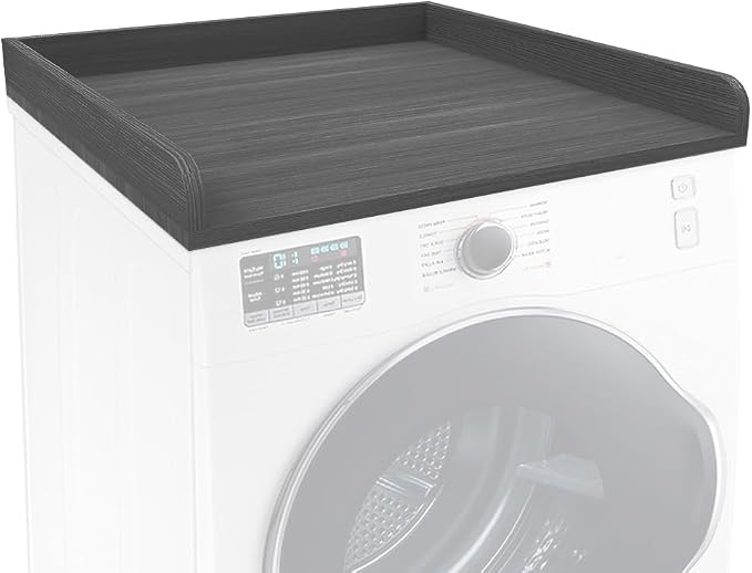 Washer Dryer Countertop Only, 27.5" x 27.5" Laundry Room Countertop for Folding, Washer and Dryer Countertop Single with Non-Slip Pads, Easy Install Washer and Dryer Topper with Edge Rails Gray