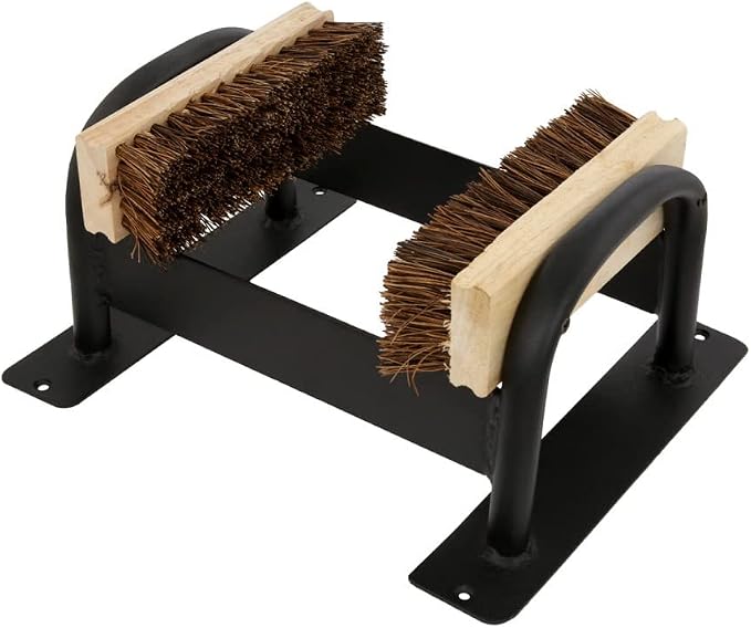 Renovators Supply Manufacturing Boot Scraper 12 in. Black Wrought Iron Floor Mount Boot Brush Scraper