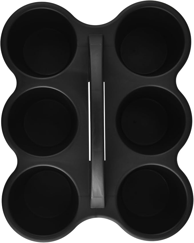 ALINK 6 Pack Classroom Caddy Storage Basket with Handle, Plastic Drink Cup Caddy Holder, 6 Compartments for Kids, Table, Office, Arts, Crafts, Crayon, Marker, Pencil, School Supplies - Black