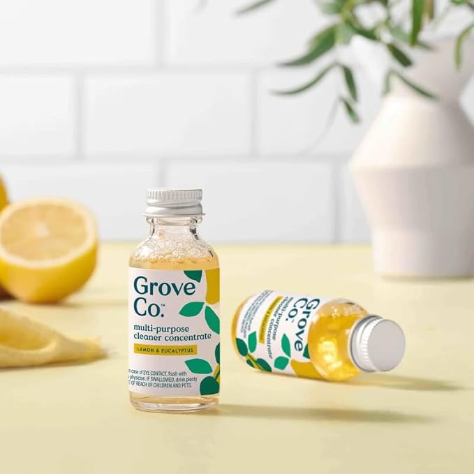 Grove Co. Multi-Purpose Cleaner Concentrate - Two 1oz Packs, Lemon & Eucalyptus Liquid Surface Refill