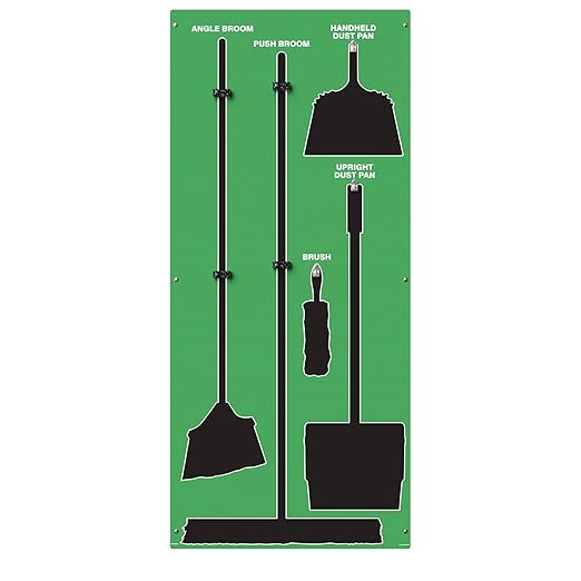 Clean & Sweep 5S Shadow Board/Wall Mount Broom Holder, 68" x 30" Board, 5S Cleaning Station - Board Only, Tools Sold Separately, Made in The USA by AccuformNMC, Green/Black, PSB714GNBK