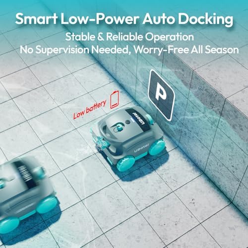 Pool Vacuum,UBoter E10 Cordless Robotic Pool Cleaner, Dual-Layer Filtration,Powerful Obstacle Crossing, Enhanced Edge & Corner Cleaning,120-Min for Above-Ground & Flat-Bottom Pools to 860 Sq.Ft