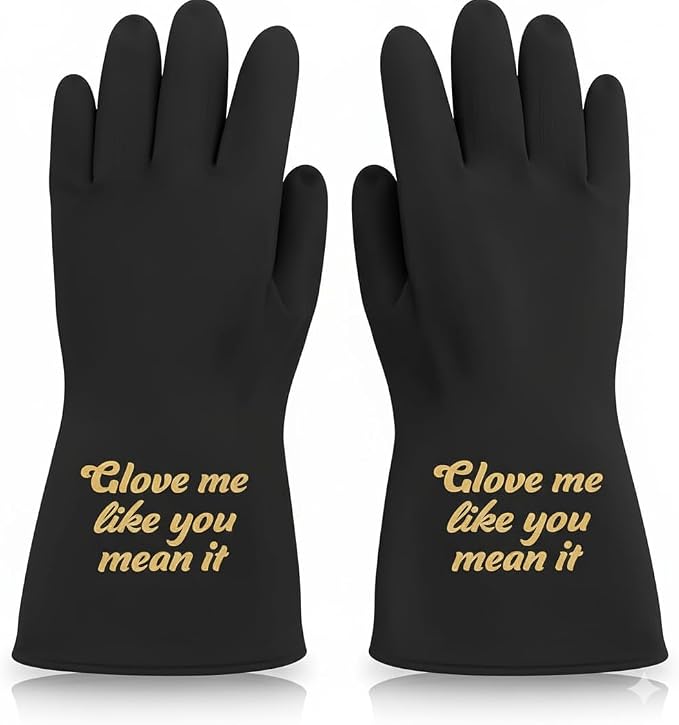 We Glove It™ Chic Black Dishwashing Gloves – Stylish, Reusable & Fun Gift with Flirty Sayings for Kitchen Cleaning