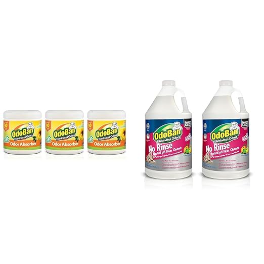 OdoBan Solid Odor Absorber Eliminator for Home and Small Spaces, Citrus Scent, 14 Ounces Each, 3-Pack Pet Solutions No Rinse Neutral pH Floor Cleaner Concentrate, 2-Pack, 1 Gallon Each