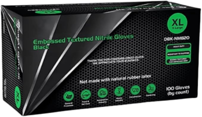 GUS Black 8 Mil Diamond Grip Nitrile Disposable Gloves