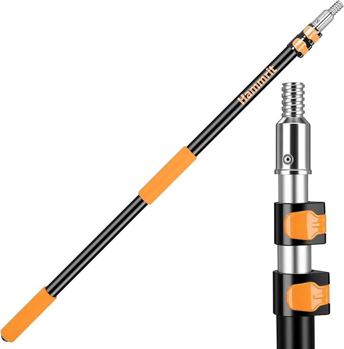 3.3-8 FT Telescopic Extension Pole Adjustable Aluminum Paint Roller & Cleaning Pole | Universal Twist-On Metal Tip | Sturdy Multi-Purpose Household Tool for Dusting, Painting & More