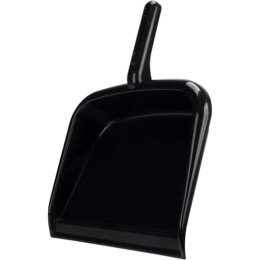 SPARTA Large Handheld Dustpan with Hanging Hole, Heavy-Duty Plastic Dustpan with Wide Lip for Countertops and Surfaces, Plastic, 10 Inches, Black, (Pack of 12)