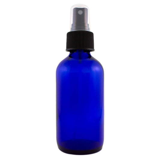 4 fl oz Cobalt Blue Glass Bottle with Black Spray Cap (12 Pack)