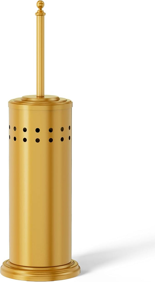 DOWRY Anti-Hand Off Toilet Plunger with Holder for Bathroom,Powerful Efficient Force Suction Cup,Heavy Duty, Deep Cleaning, Gold