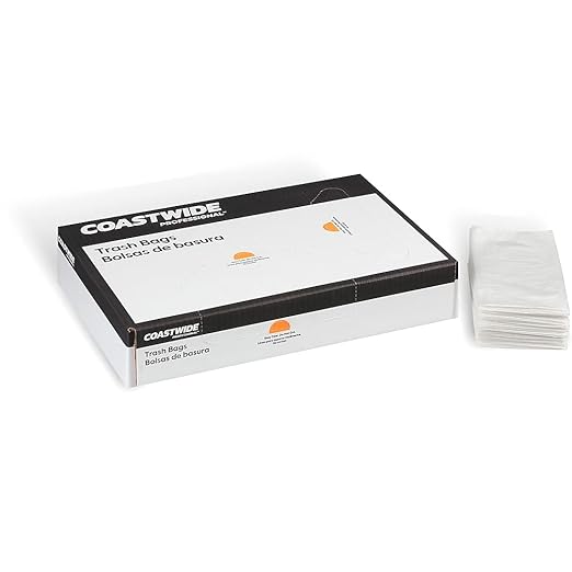 Coastwide Professional 4 Gallon Trash Bag, 17" x 17", Low Density, 0.35 mil, Clear, 1000 Bags/Box
