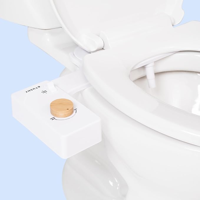 TUSHY Classic 3.0 Bidet Toilet Seat Attachment - a Non-Electric Self Cleaning Water Sprayer with Adjustable Water Pressure Nozzle, Angle Control & Easy Home Installation (Bamboo Knob)