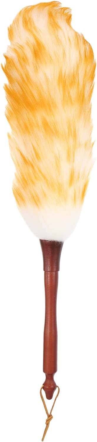 uxcell Wool Duster, 20.5" Natural Feather Cleaner Household Cleaning Duster with Solid Wooden Handle for Cleaning Fans Window Blinds Shelves Furniture, White Gold