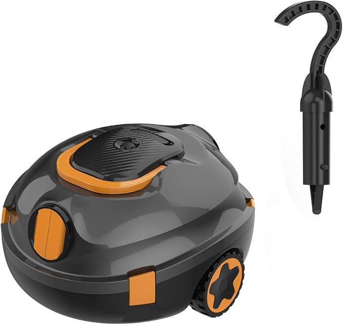 Y20 Robotic Pool Cleaner+Retrieval Hook, Cordless Pool Vacuum for Above Ground & Inground Flat Pools with Dual Motors, 130 Min Runtime, Auto-Parking
