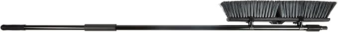 Restaurantware-Clean Tek Professional 17.13 Inch Push Broom, 1 Heavy-Duty Broom with 59” Handle - Medium Bristles, 2 Handle Attachment, Wooden, Commercial Use, for Deck, Garage, Yard, Patio