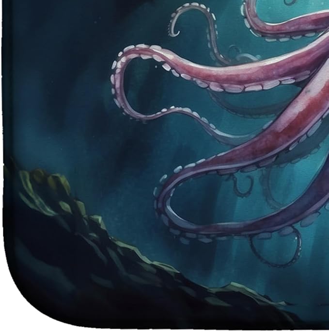 Caroline's Treasures Giant Squid Dish Drying Mat Absorbent Dish Drying Mat Pad for Kitchen Counter Dish Drainer Mat for Countertop, 14 x 21", Multicolor