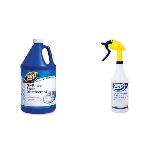 Zep, ZPEZUNRS128, No Rinse Floor Disinfectant, Blue,1Each & Professional Sprayer Bottle 32 ounces - Up to 30 Foot Spray, Adjustable Nozzle