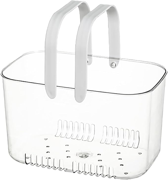 Plastic Storage Basket with Handle Portable Shower Caddy Tote Organizer Basket Bin for Bathroom, Shower Caddy Basket, Large Capacity Hollow Design Clear Shower Caddy Organizer Basket