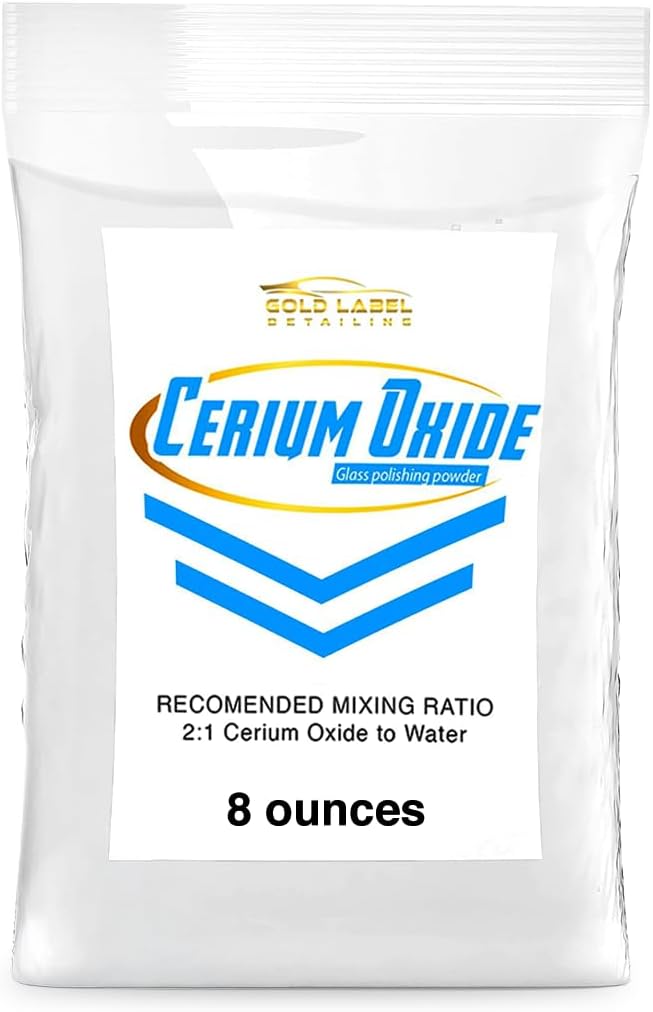Optical Grade Cerium Oxide 8oz Glass Repair Powder | Glass Window and Windshield Repair | Optical Grade, for use with Camera, Scope, Binocular Lens | Remove Scratches and Scuffs (8oz)