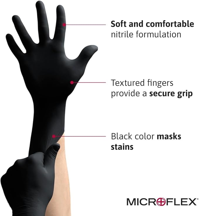 Disposable Nitrile Gloves w/Textured Fingertips for Medical, Industrial, Automotive Use