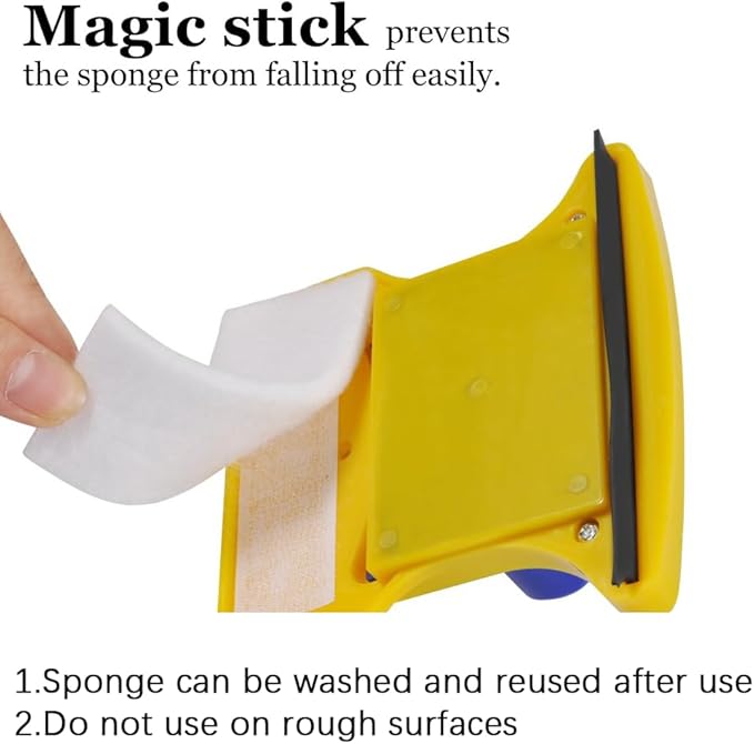 Magnetic Double-Sided Window Cleaner, Magnetic Glass Cleaner with 2 Cleaning Cotton, Outside Window Cleaner Tool for Glass Thickness 0.1-0.3"