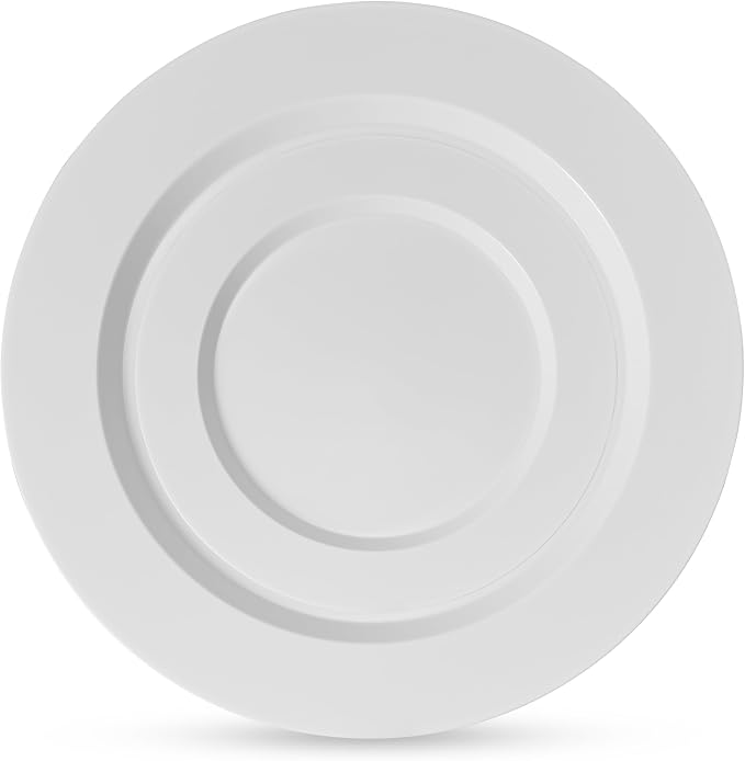 Munfix 100 White Plastic Plates Set, 50 Pcs 10 Inch Plastic Dinner Plates and 50 Pcs 7 Inch Plastic Dessert Plates, Elegant Fancy Heavy Duty Disposable Plates for Party, Wedding, White