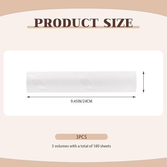 LELE LIFE 3 Pack 180 Sheets Lint Roller Refills, 9.45"/ 24cm Wide Extra Sticky Giant Pet Dog Cat Hair Remover for Floor Carpet Couch Clothes (3 Refills/ 180 Sheets)