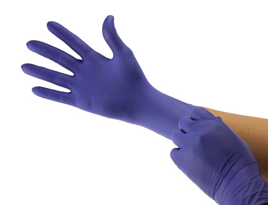 BeeSure BE1148case Powder Free Exam Gloves, Nitrile, Beaded-Cuff, Large, Blue (Pack of 3000)