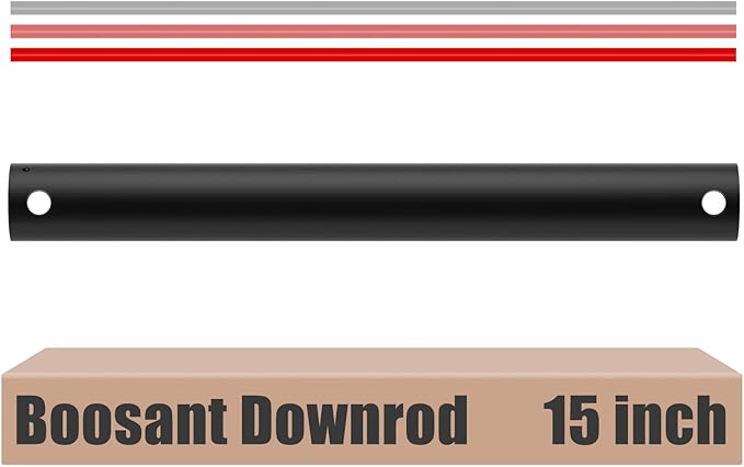 15 INCH Ceiling Fan Downrod With Extended Wires,1 inch Outside Diameter, Extension Rod Only Ceiling Fans Compatible, Not Threaded(Black)