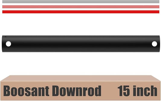 15 INCH Ceiling Fan Downrod With Extended Wires,1 inch Outside Diameter, Extension Rod Only Ceiling Fans Compatible, Not Threaded(Black)