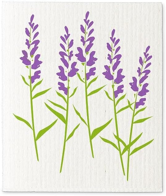 Abbott Collection Lavender Branch Dishcloths, 8-Inch, Cotton, Purple/Green, Set of 2