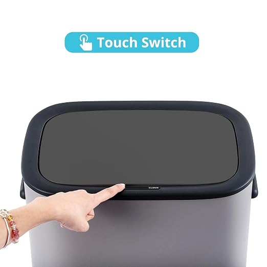 14.5 Gal/55L Motion Sensor Trash Can, Touchless Automatic Garbage Bin with Soft-Close Lid & Handle, Rectangular Waste Basket for Kitchen, Bathroom, Bedroom, Grey (No Inner Bucket)