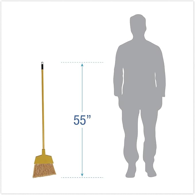 Boardwalk Corn Fiber Angled-Head Lobby Brooms, 55" Handle, Yellow, 12/Carton