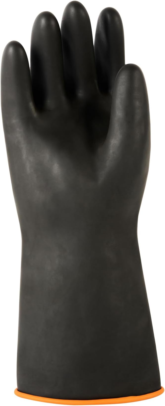Restaurantware Chemical Resistant Gloves 10 Count 13.78 x 5.906 Inches Rubber Heavy Duty Work Gloves Industrial Slip-Resistant Extra Large Black