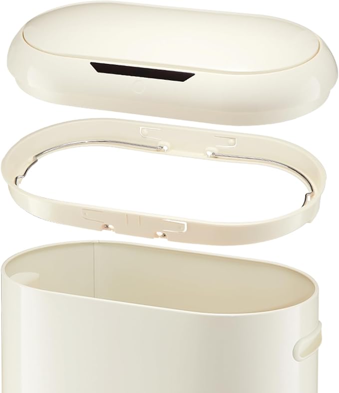 Takywep 13 Gallon Automatic Sensor Kitchen Trash Can, Kitchen Trash Can with Lid, Sensor-Activated Lid Garbage Bin Without Inner Bucket for Home, Office, Battery not Included, Cream White