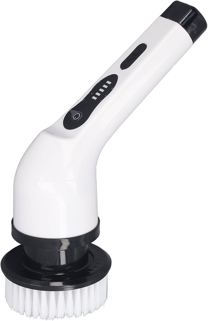 Electric Spin Scrubber, Powerful Handheld Rotating Cleaner Brush with Adjustable Extension Handle for Kitchen Bathroom White