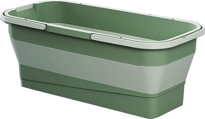 Collapsible Mop Bucket - 19L 5.1 Gallon Rectangular Foldable Water Basin with Dual Handles and Reinforced Base - for Versatile House Cleaning Camping RV Car Washing and Pet Bathing Use