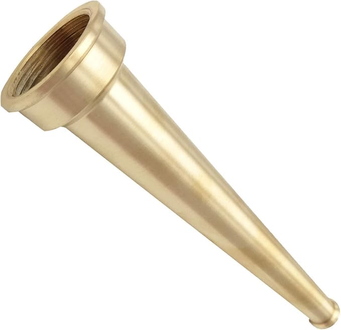 SAFBY Brass Fire Equipment, Plain Hose Nozzle, 1" NPSH (NPT), 8" Length, 3/8" Orifice (1" NPSH/NPT)