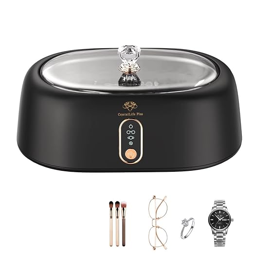 Ultrasonic Cleaner - 45KHz Ultrasonic Cleaner Machine for All Jewelry, Eyeglasses, Watch Straps, Retainer, Dentures. 16oz 304 Stainless Steel Tank with 4 Cleaning Modes, Gift for Wife,Mom,Daughter