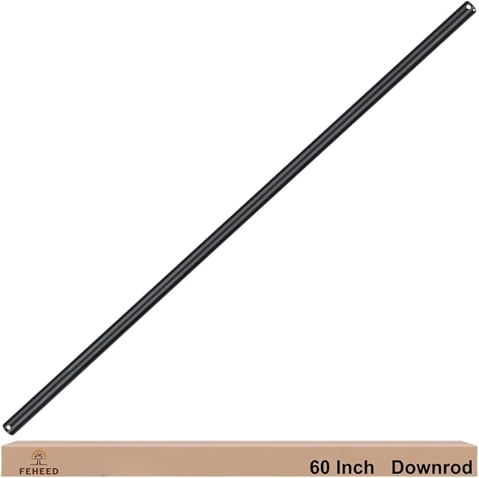 60 Inch Ceiling Fan Downrod, 1" Diameter Black Ceiling Fan Extension Rod (No Threads),Universal Down Rods for Ceiling Fans,Easy Installation