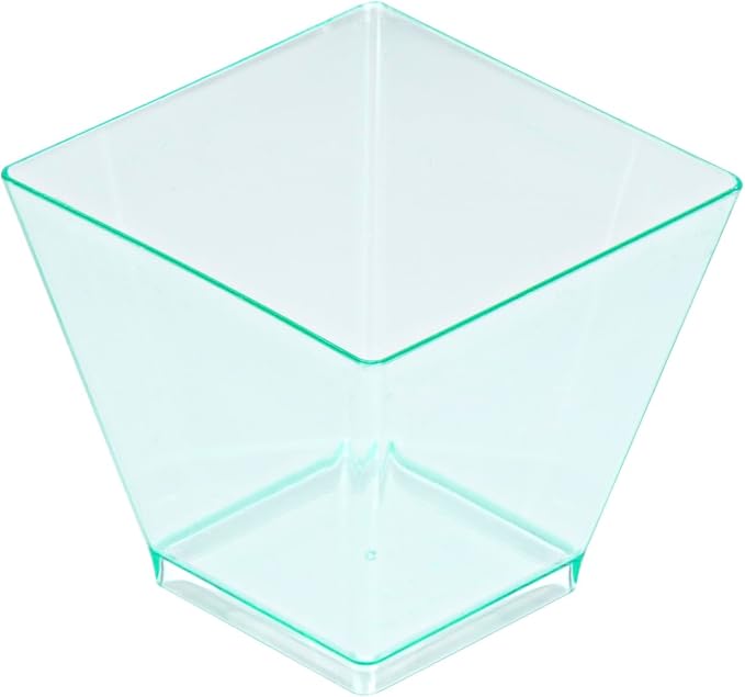 Restaurantware 2 Ounce Mini Kova Cups 20 Square Small Appetizer Cups - Lids Sold Separately Heavy-Duty Seagreen Plastic Parfait Cups Serve Mousse Puddings Or Samples For Weddings Or Parties